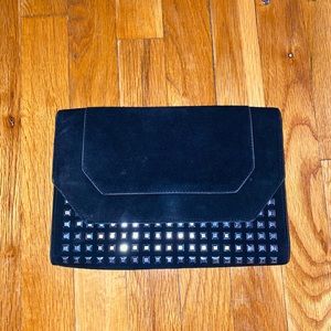 BCBG Maxazria black suede clutch